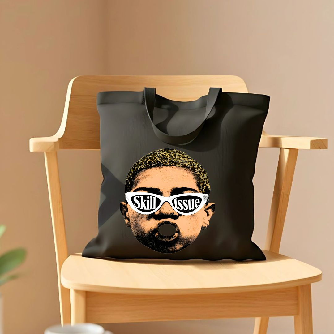 Skill Issue Tote Bag with bold gamer text design