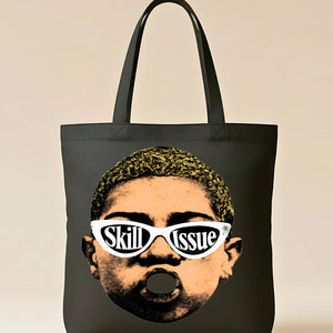 Skill Issue Tote Bag with bold gamer text design