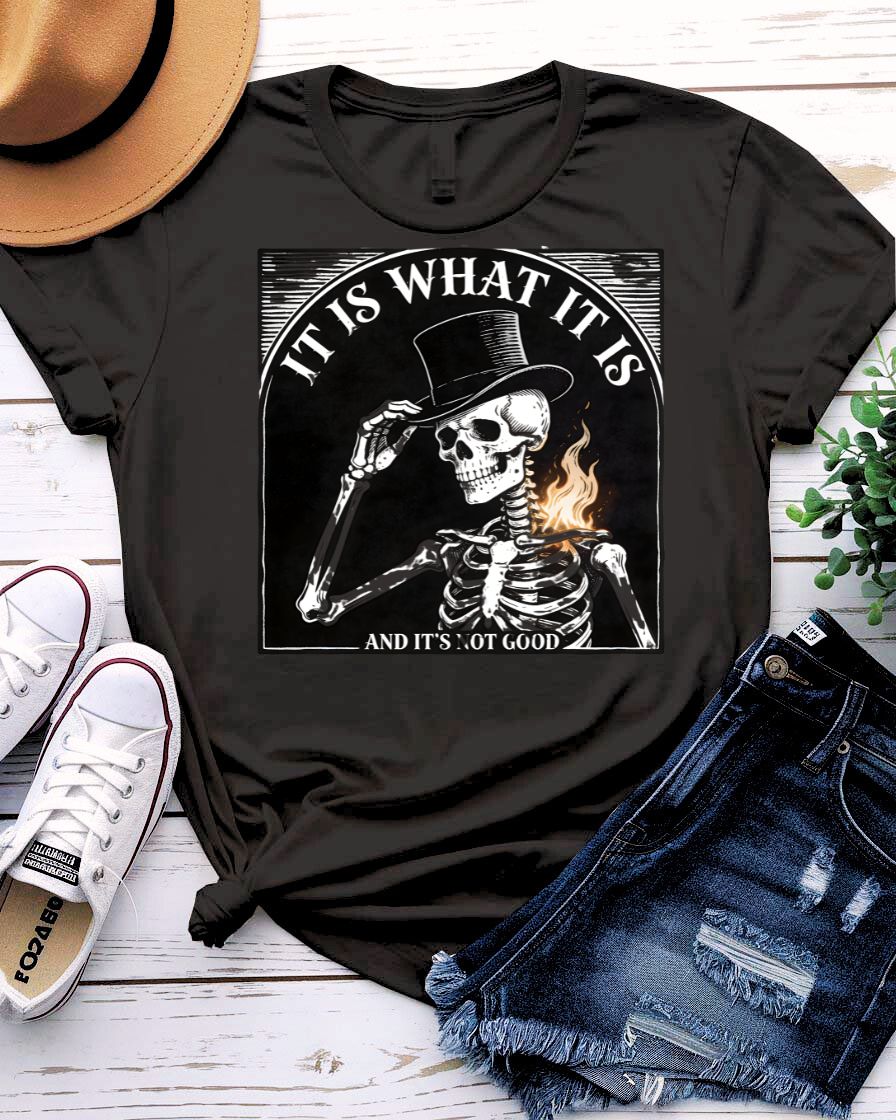 Skull Lovers t-shirt with two ornate skulls embracing in a romantic design