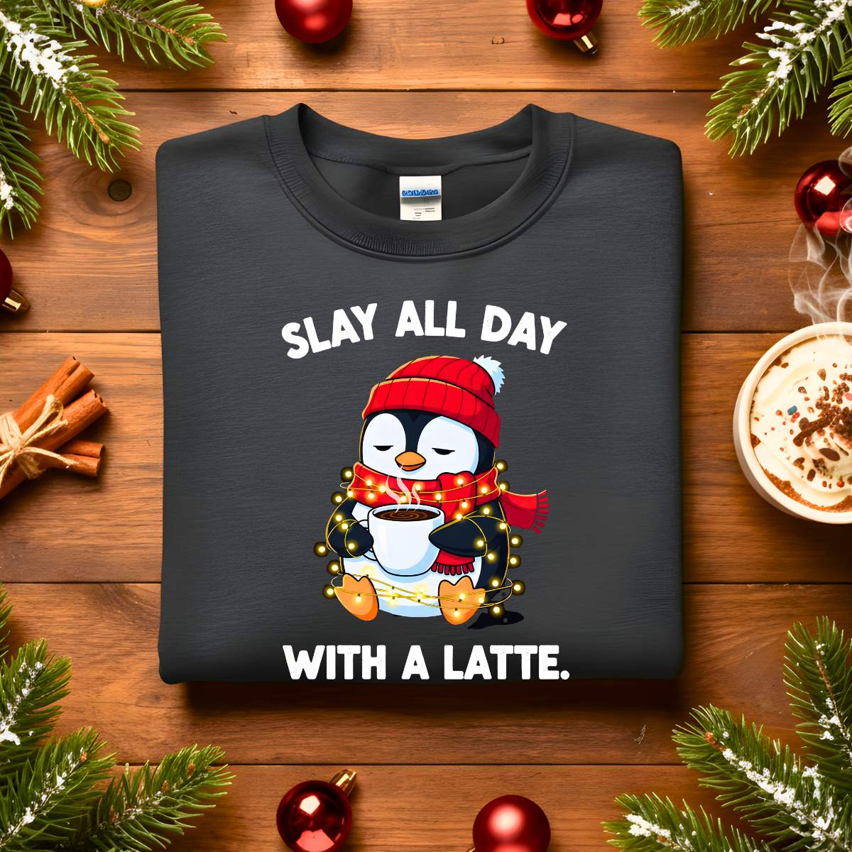 Slay All The Day With Latte Christmas Sweatshirt