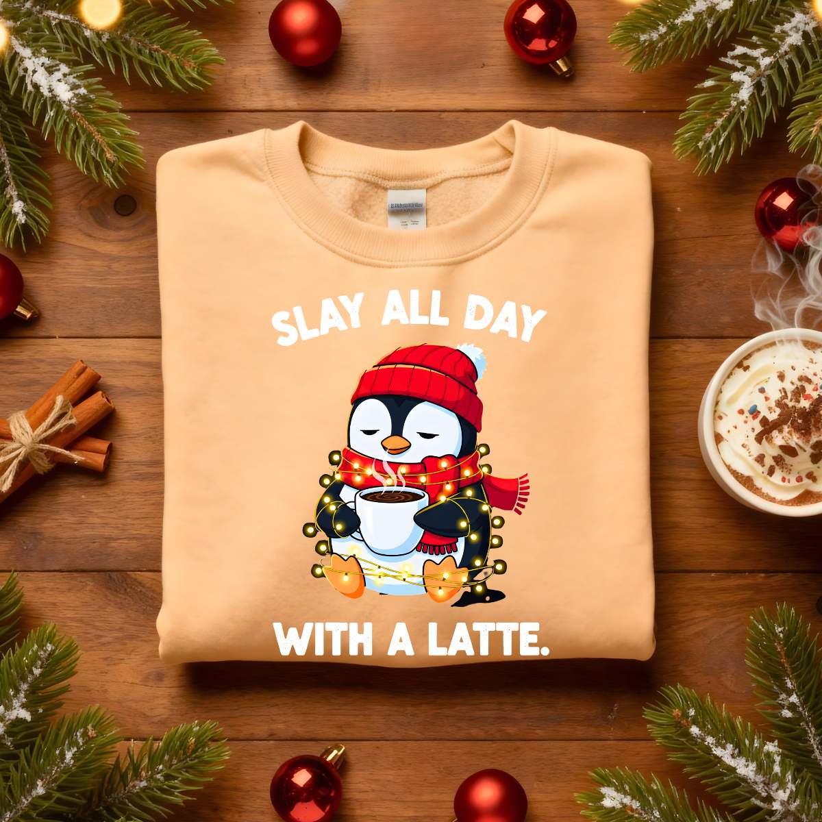 Slay All The Day With Latte Christmas Sweatshirt