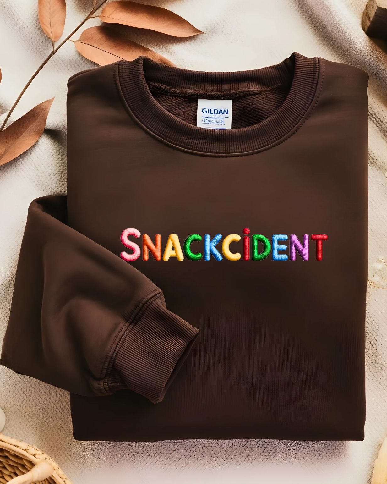 Funny foodie meme embroidered crewneck sweatshirt