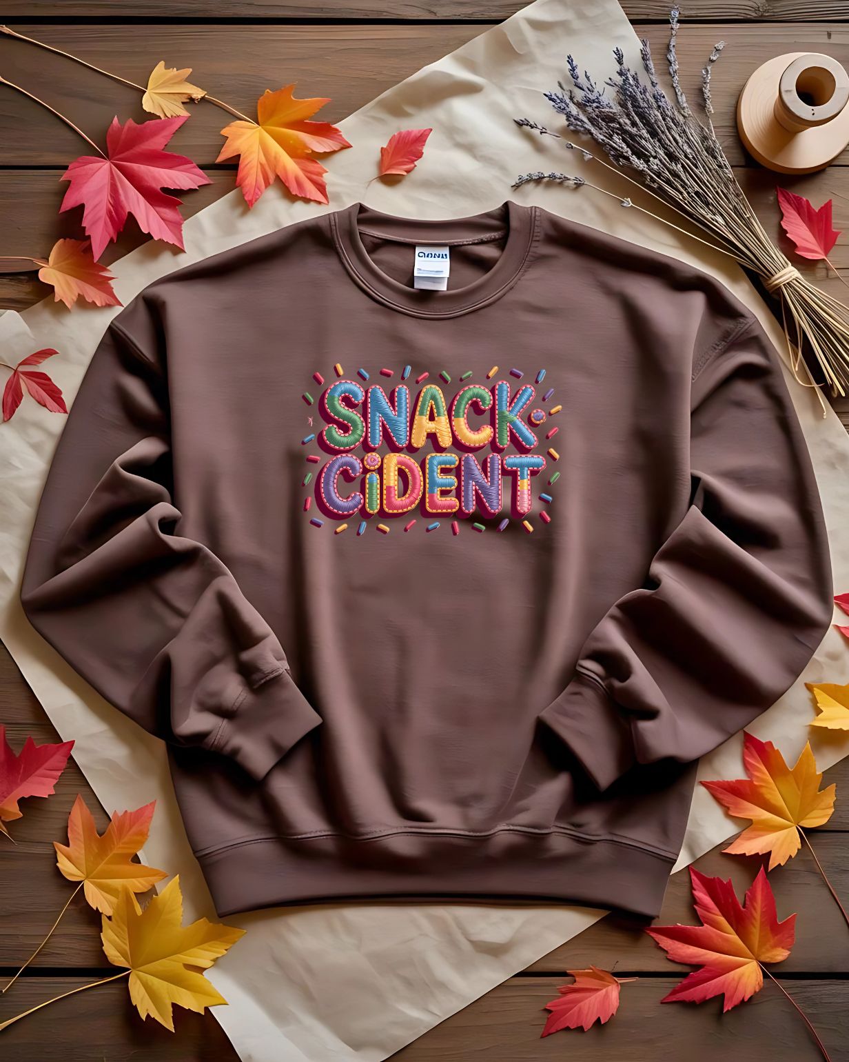 Unisex snackcident embroidered sweatshirt for snack lovers”