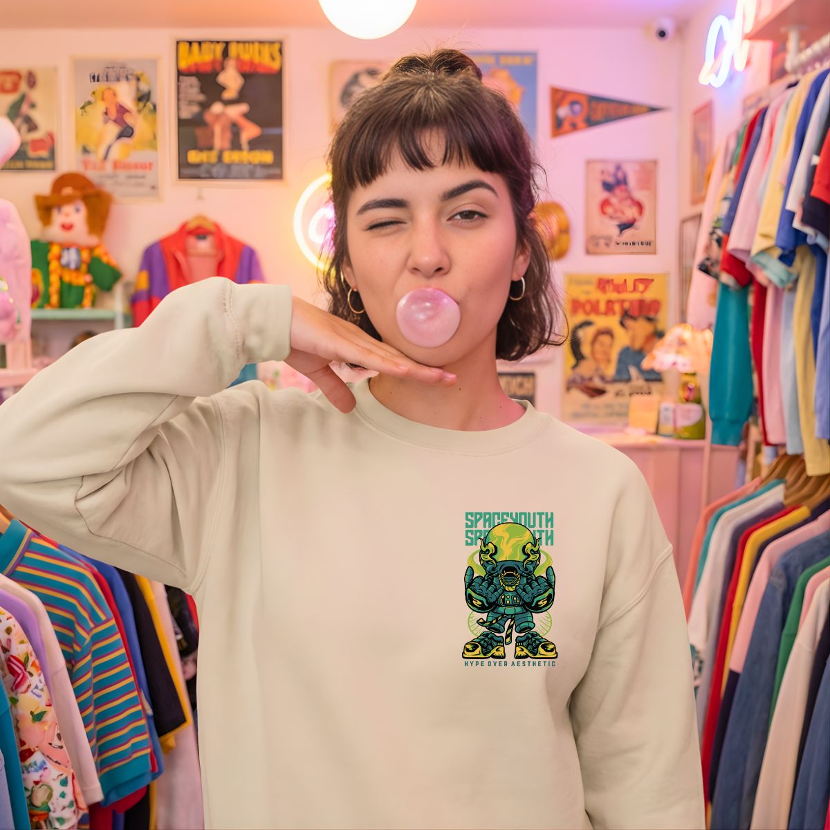 Space youth streetwear crewneck sweatshirt by Memez Store
