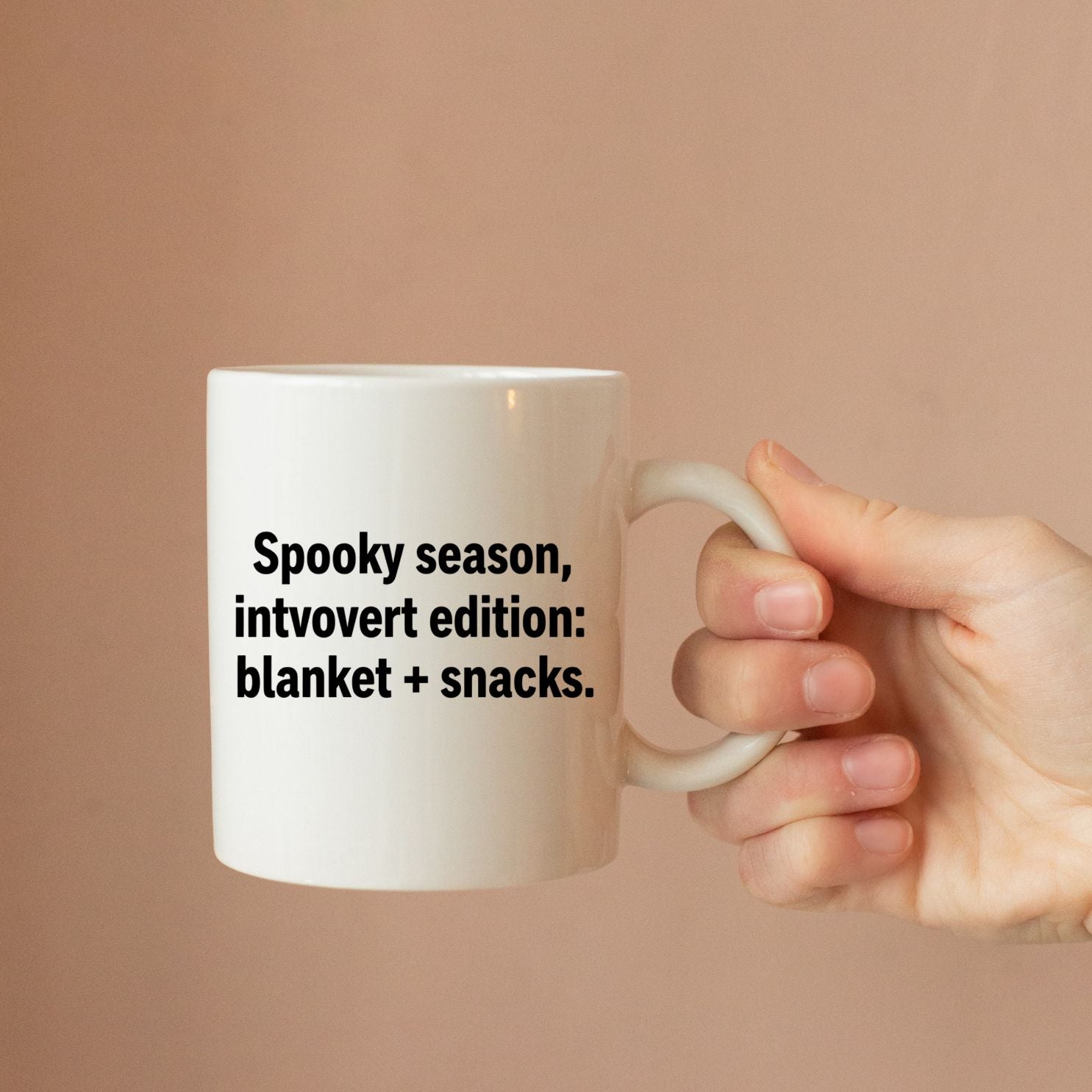 “Introvert Halloween meme ceramic mug with spooky design”