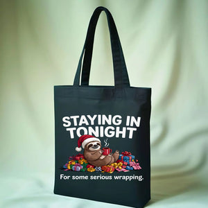 Staying in Tonight Christmas cozy introvert tote bag