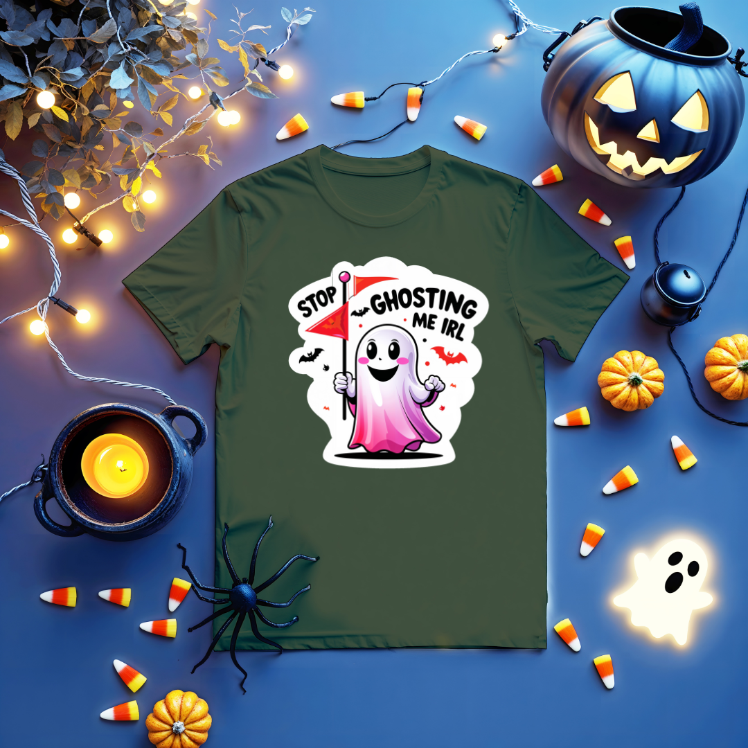 Stop Ghosting Me IRL Halloween Tee – Unisex Meme Shirt