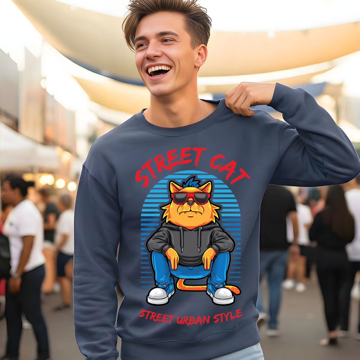Street Cat streetwear sweatshirt front view