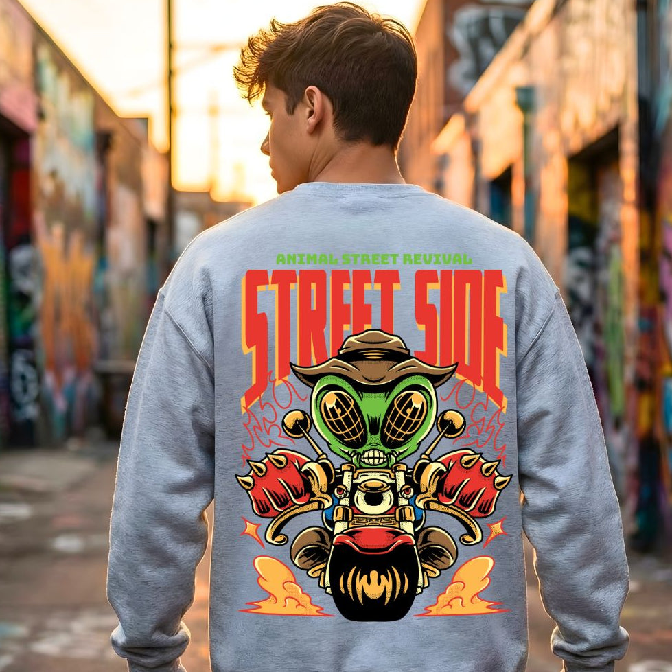 Street Side crewneck sweatshirt urban graphic pullover by Memez Store