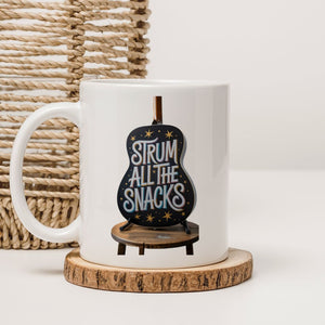 Strum All The Snacks funny food meme ceramic mug