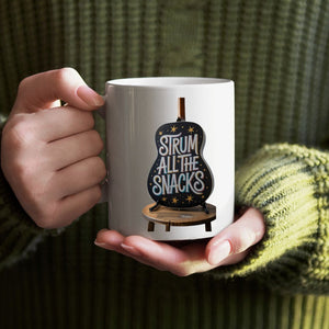 Strum All The Snacks funny food meme ceramic mug