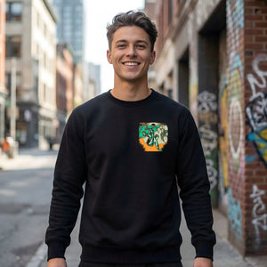 Unisex sunset-inspired graphic crewneck sweatshirt
