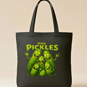 The Pickle Tote Bag with giant pickle graphic design
