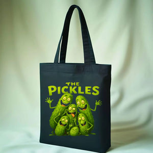 The Pickle Tote Bag with giant pickle graphic design