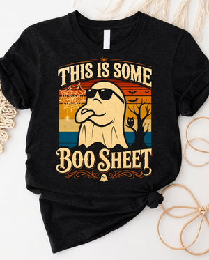 This is some boo sheet t-shirt with sassy ghost graphic and Halloween pun
