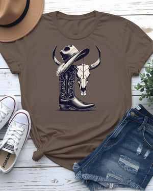 “Unisex cow boy accessories typography tee”
