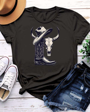 “Unisex cow boy accessories typography tee”