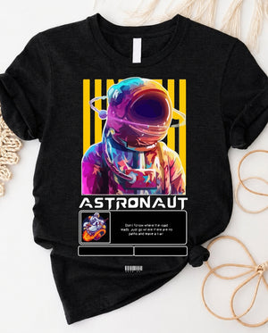 Vintage astronaut t-shirt with retro NASA space shuttle emblem