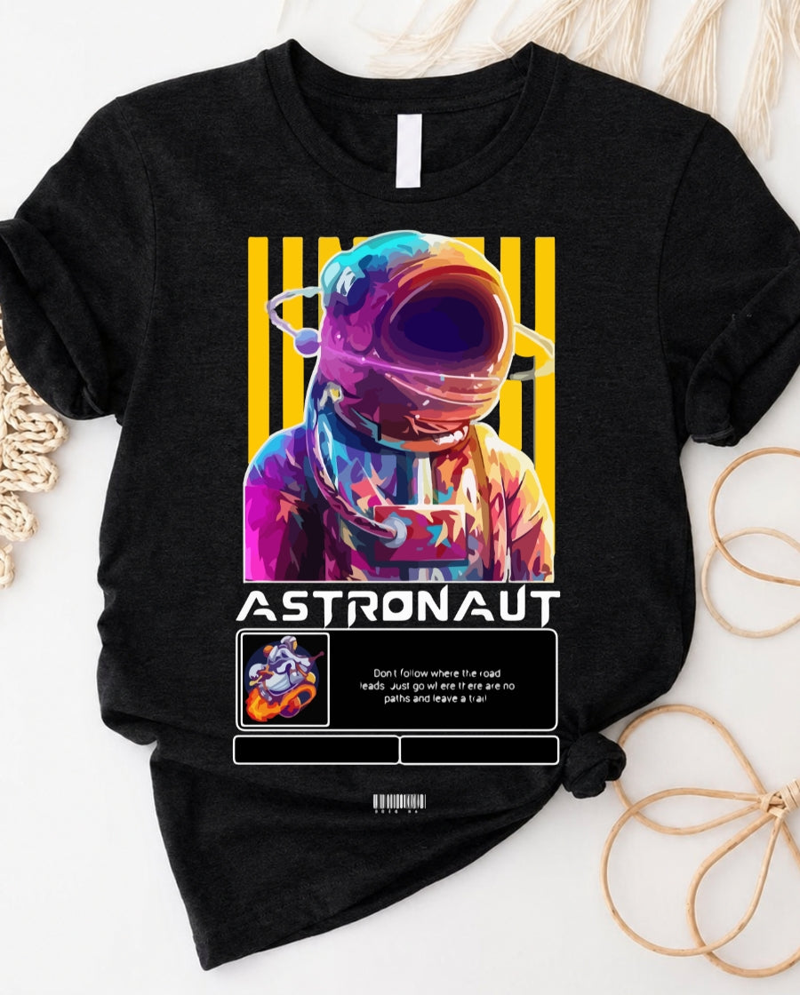 Vintage astronaut t-shirt with retro NASA space shuttle emblem