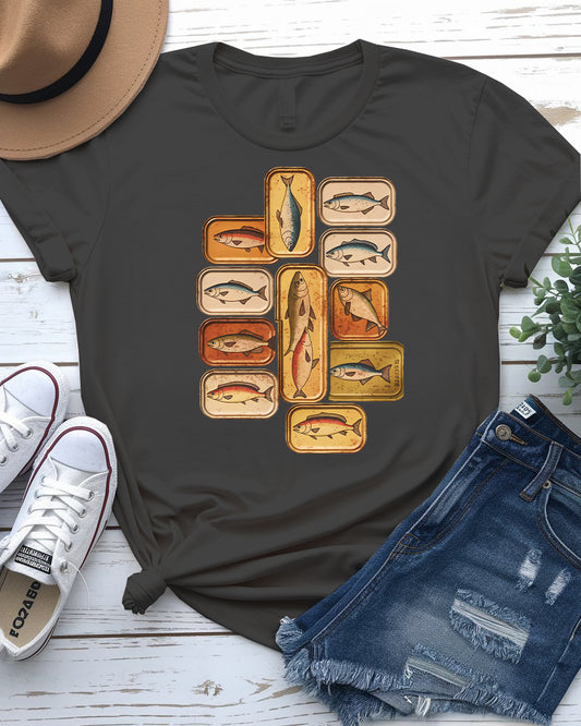 Vintage retro fish t-shirt – colorful aquatic species graphic on soft unisex tee