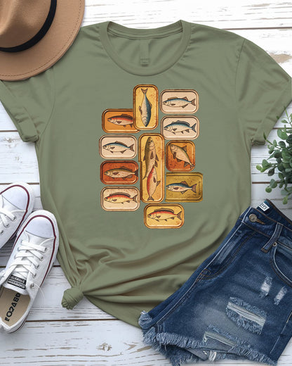 Vintage retro fish t-shirt – colorful aquatic species graphic on soft unisex tee