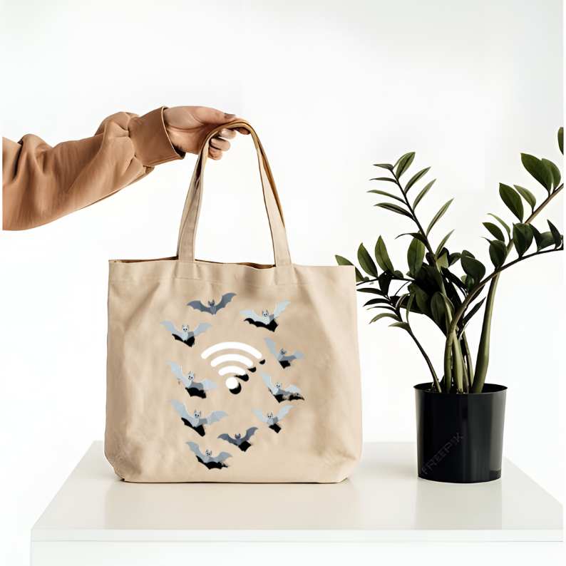 WIFI Bat Tote Bag funny meme design by Memez Store