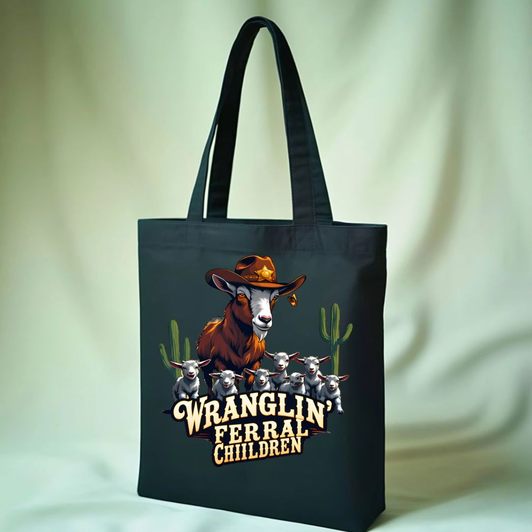 Wranglin Tote Bag with western cowboy design
