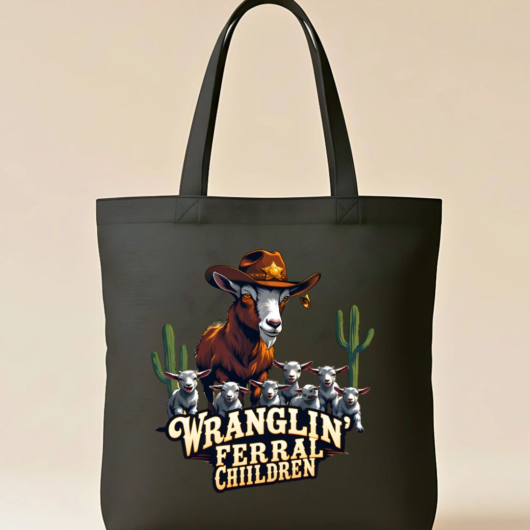 Wranglin Tote Bag with western cowboy design