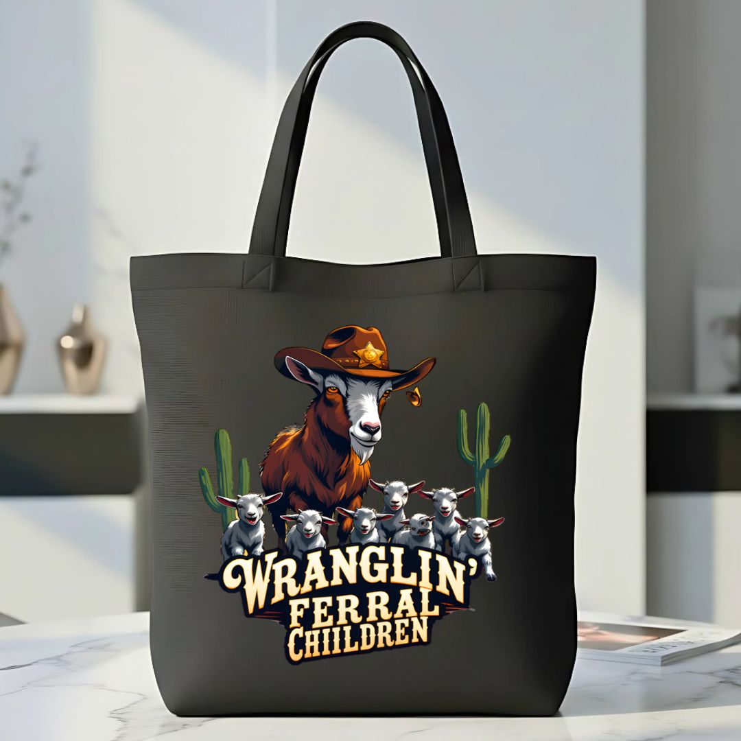 Wranglin Tote Bag with western cowboy design
