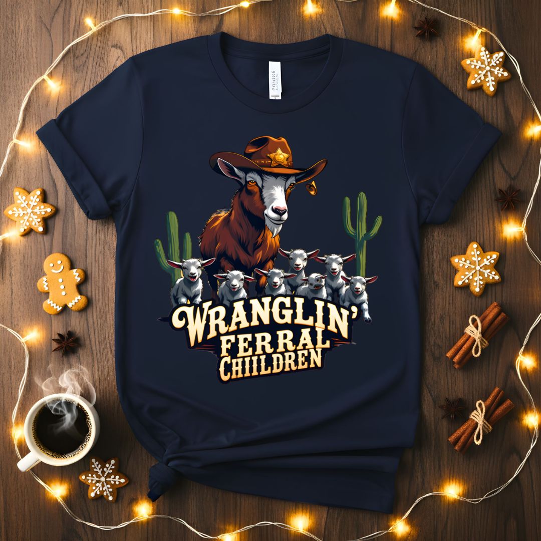 Wranglin' Meme Funny T-Shirt with cowboy text design