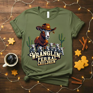 Wranglin' Meme Funny T-Shirt with cowboy text design
