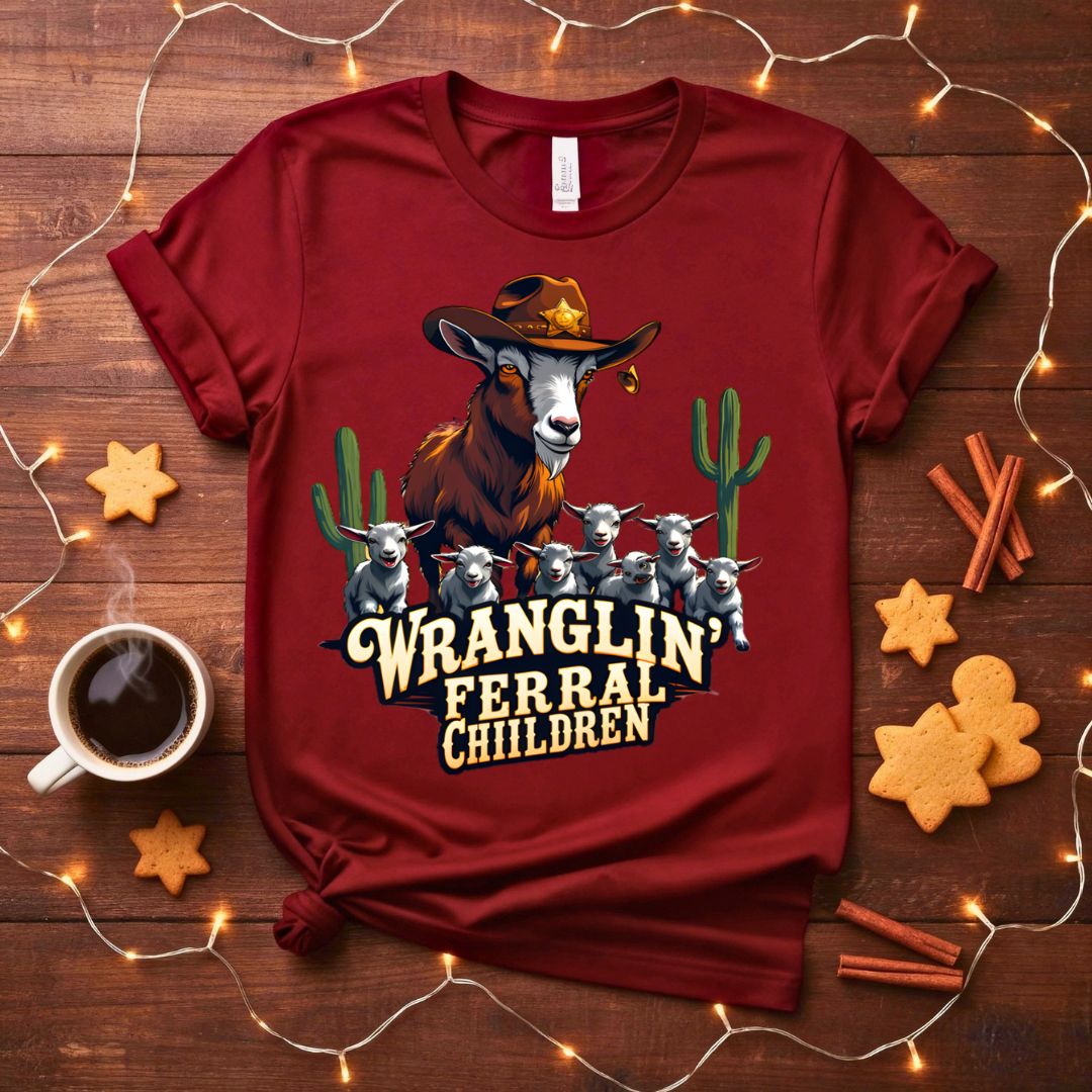 Wranglin' Meme Funny T-Shirt with cowboy text design