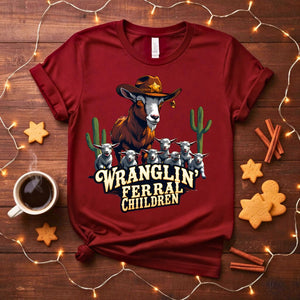 Wranglin' Meme Funny T-Shirt with cowboy text design