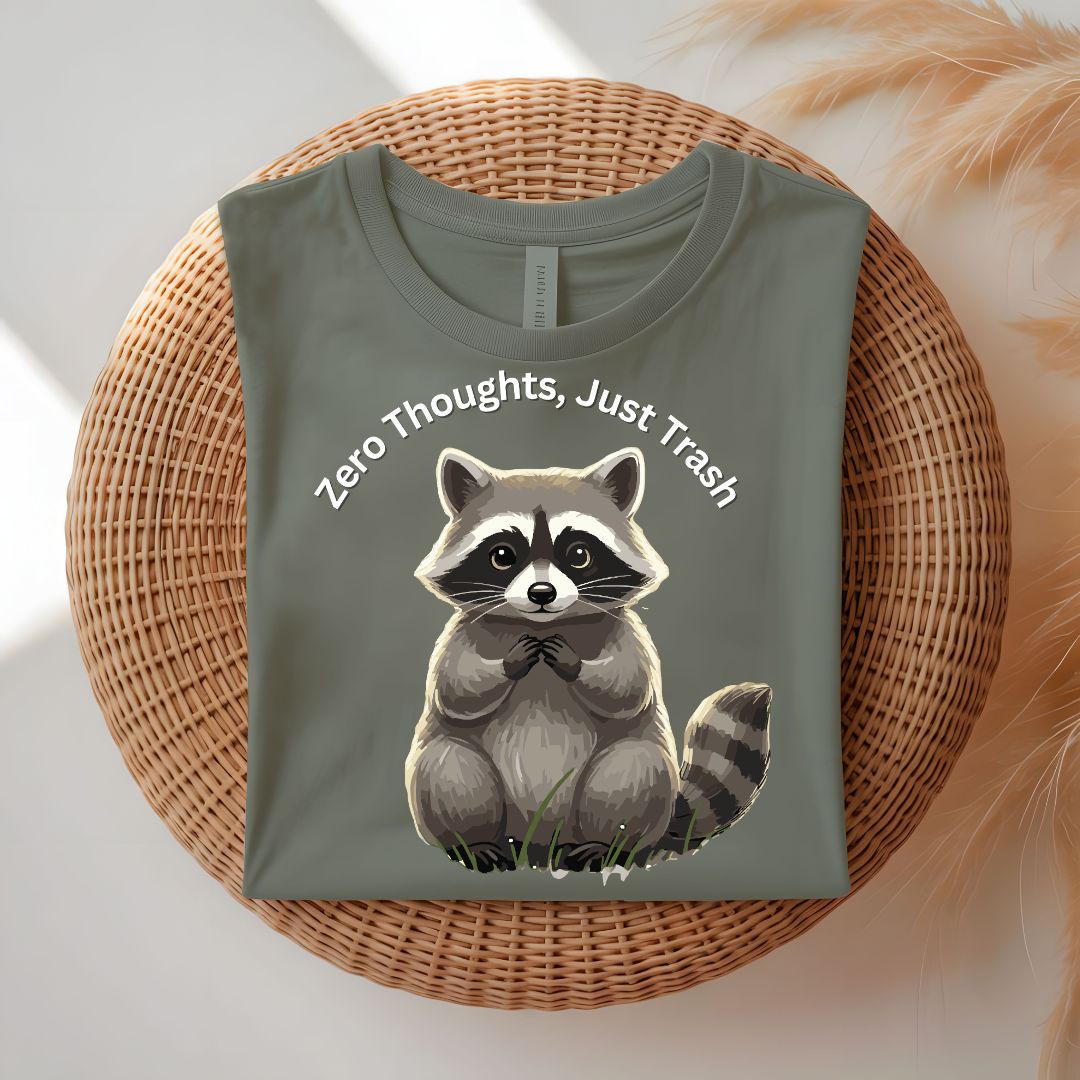 Zero Thoughts Just Trash Funny Raccoon T-Shirt