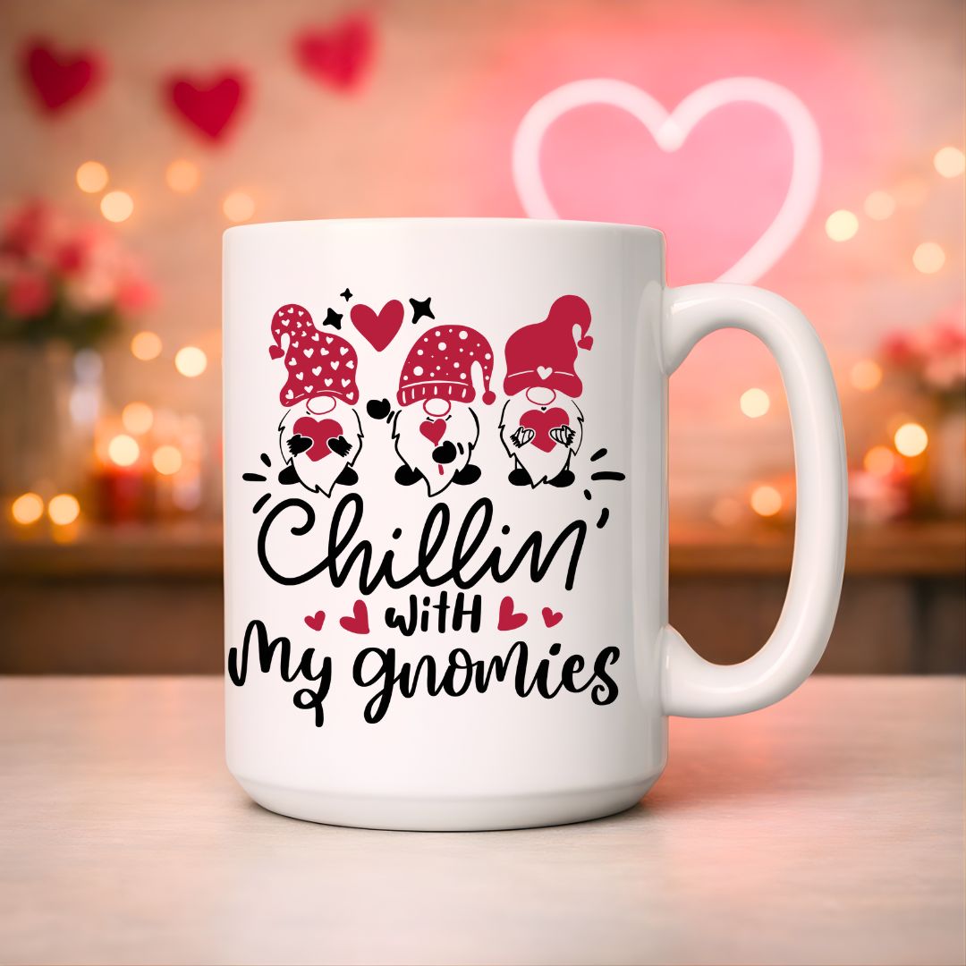 chillin with my gnomic valentines day mug cute gnome design