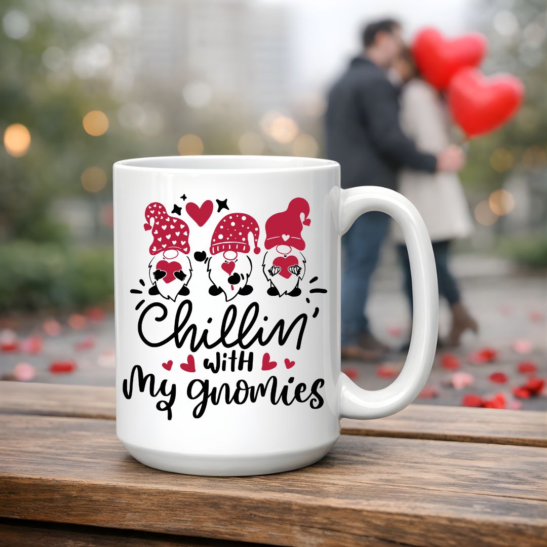 chillin with my gnomic valentines day mug cute gnome design