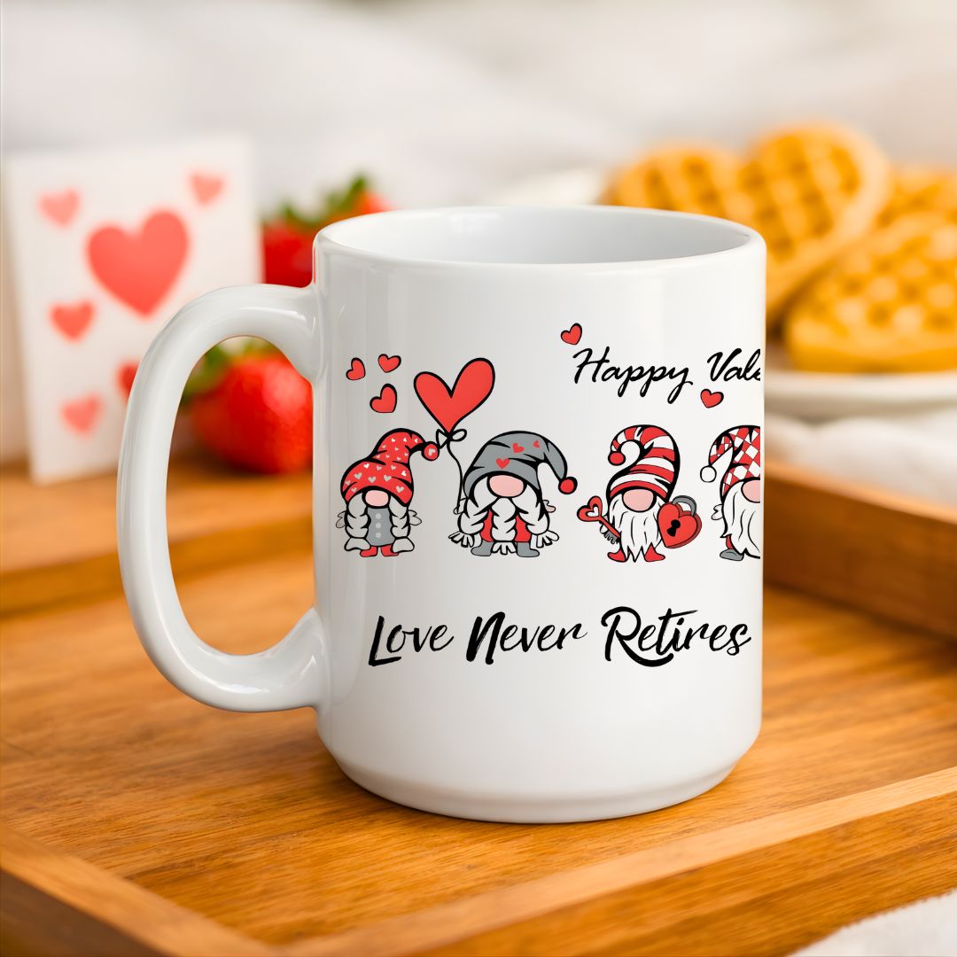 love never retires day ceramic mug love quote