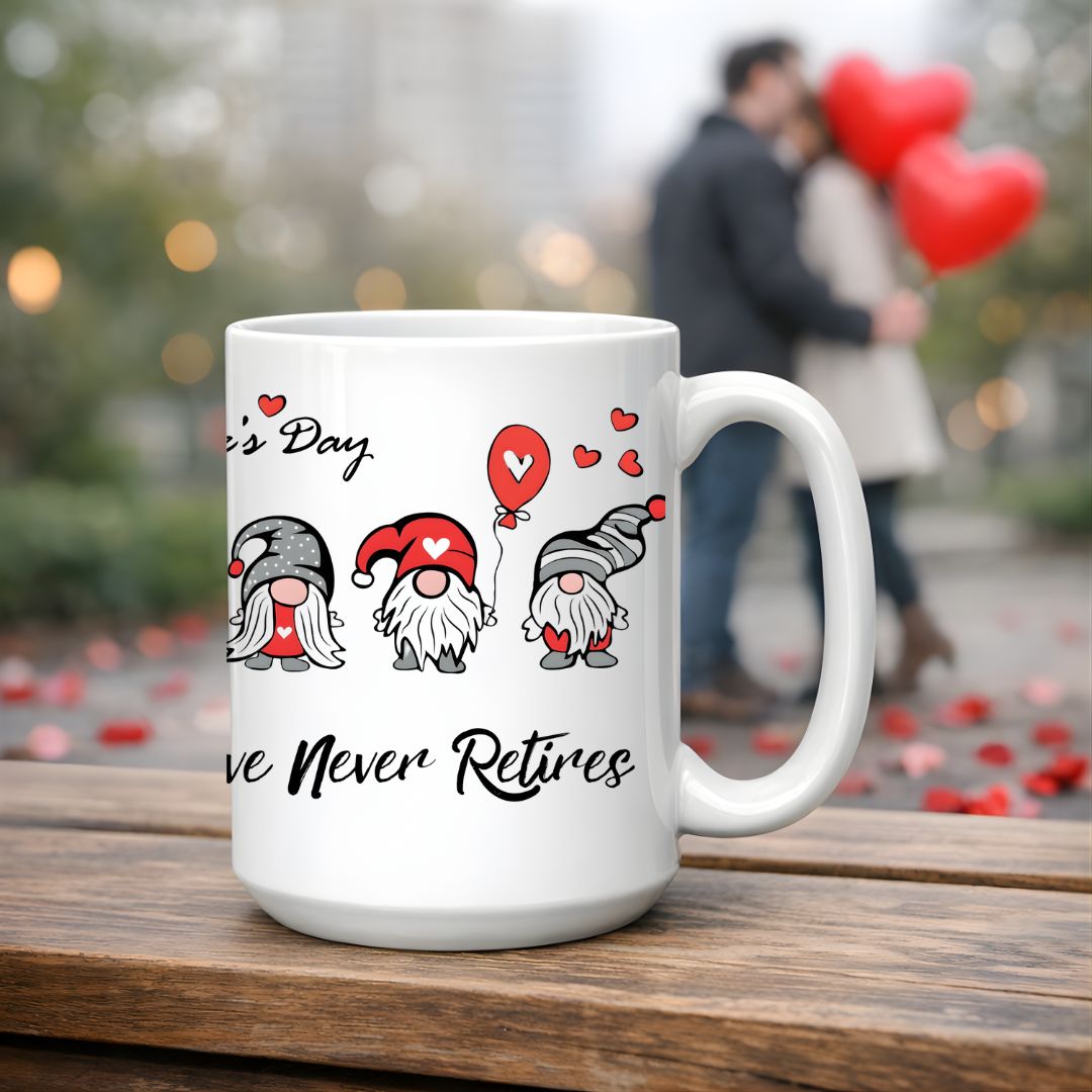 love never retires day ceramic mug love quote