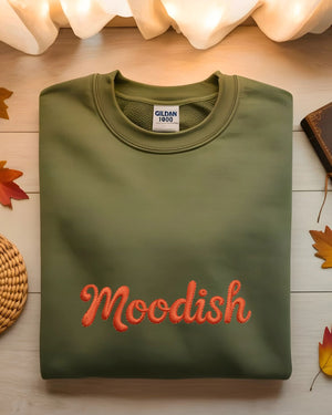 Funny embroidered moodish crewneck sweatshirt
