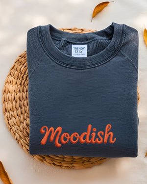 Funny embroidered moodish crewneck sweatshirt