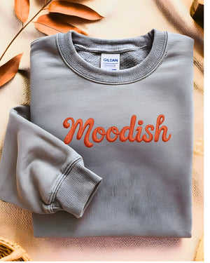 Funny embroidered moodish crewneck sweatshirt
