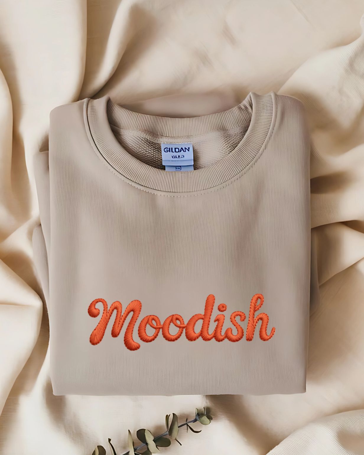 Funny embroidered moodish crewneck sweatshirt