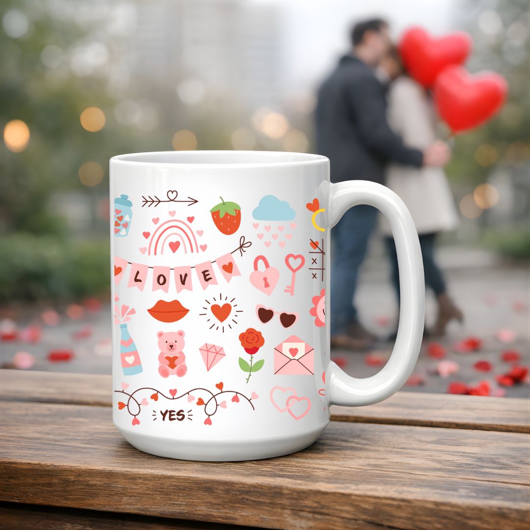 valentines day ceramic mug love